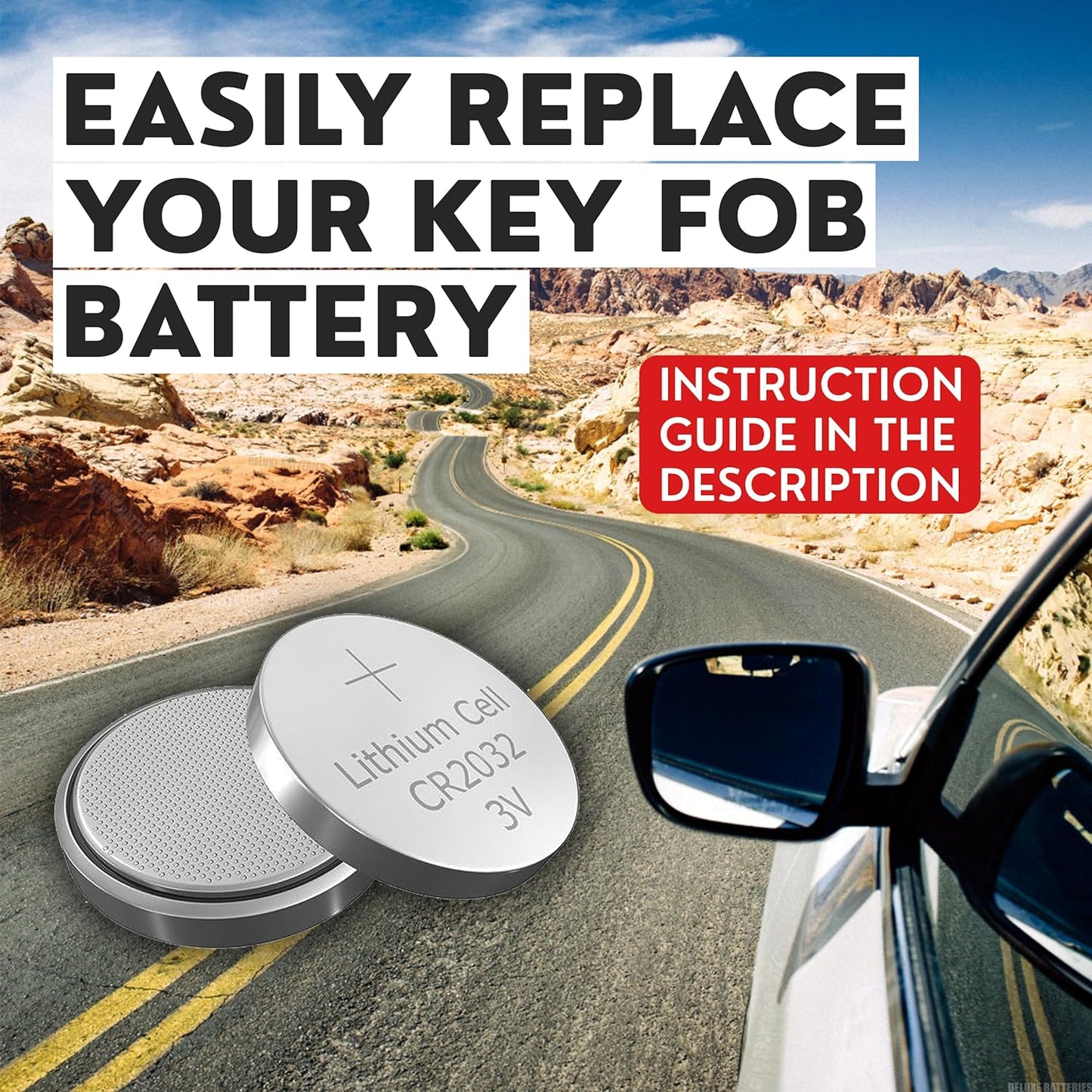 Key Fob Replacement Batteries for Honda (CRV Civic Accord Pilot Odyssey HRV Fit Passport Ridgeline Crosstour Insight Clarity CRZ) Smart Remote (Pack of 2) (Check Fitment Guide)