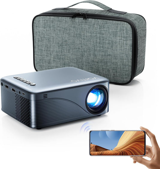 Mini Projector,  Wifi Projector Portable Movie Projector, Outdoor Projector with Stylish Streamlined Design, Easy Connection to Smartphones and Tablets