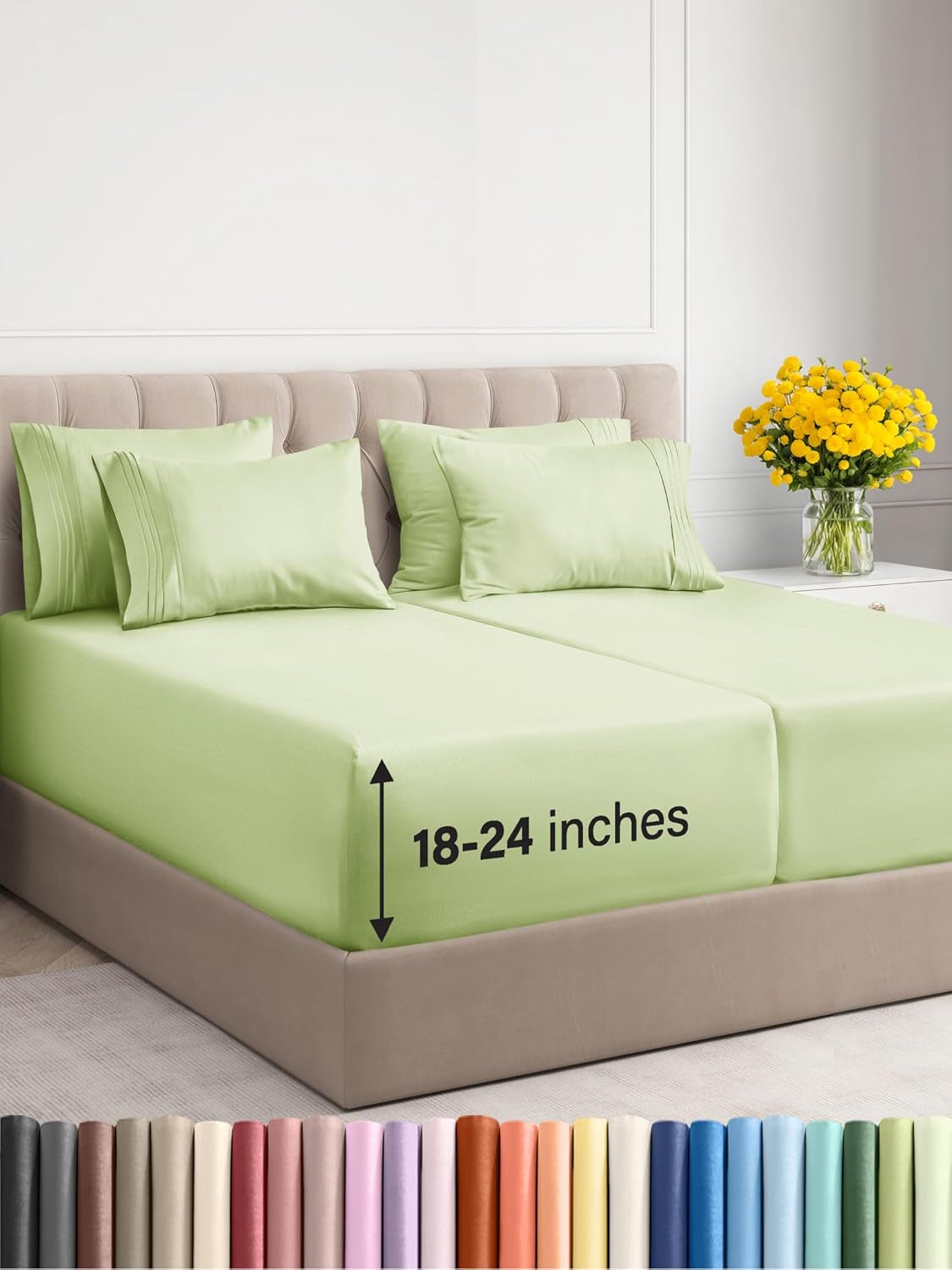 Extra Deep King Sheet Set - 6 Piece Breathable & Cooling Sheets - Hotel Luxury Bedding Set 18-24 Inch Extra Deep Pockets - Easy & Secure Fit - Super Soft, Wrinkle Free & Comfy - Navy Blue, King Size