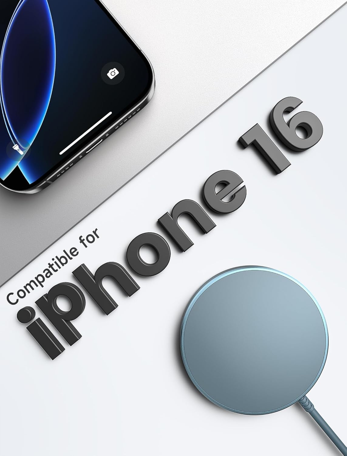 Magnetic Wireless Charger Compatible with Magsafe Charger/Iphone 16E/16/16 Plus/16 Pro/16 Pro Max/15 14 13 12 Series, Wireless Mag Safe Charging Pad, Mag Charger (Blue)