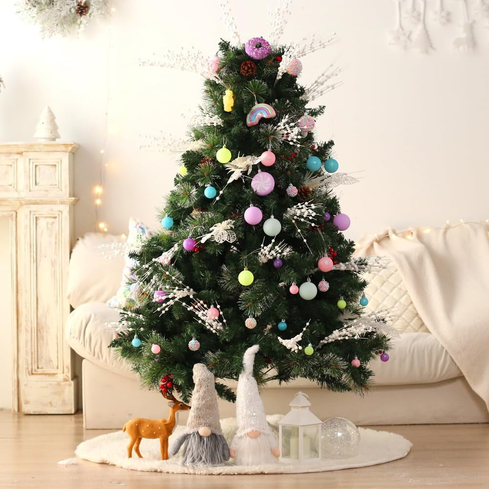 Christmas Tree Ornaments, 40 Pack Christmas Ornaments Set Pink Yellow Light Green Shatterproof Xmas Ornaments Decoration for Tree Home Holiday Party Centerpiece Garland Decor