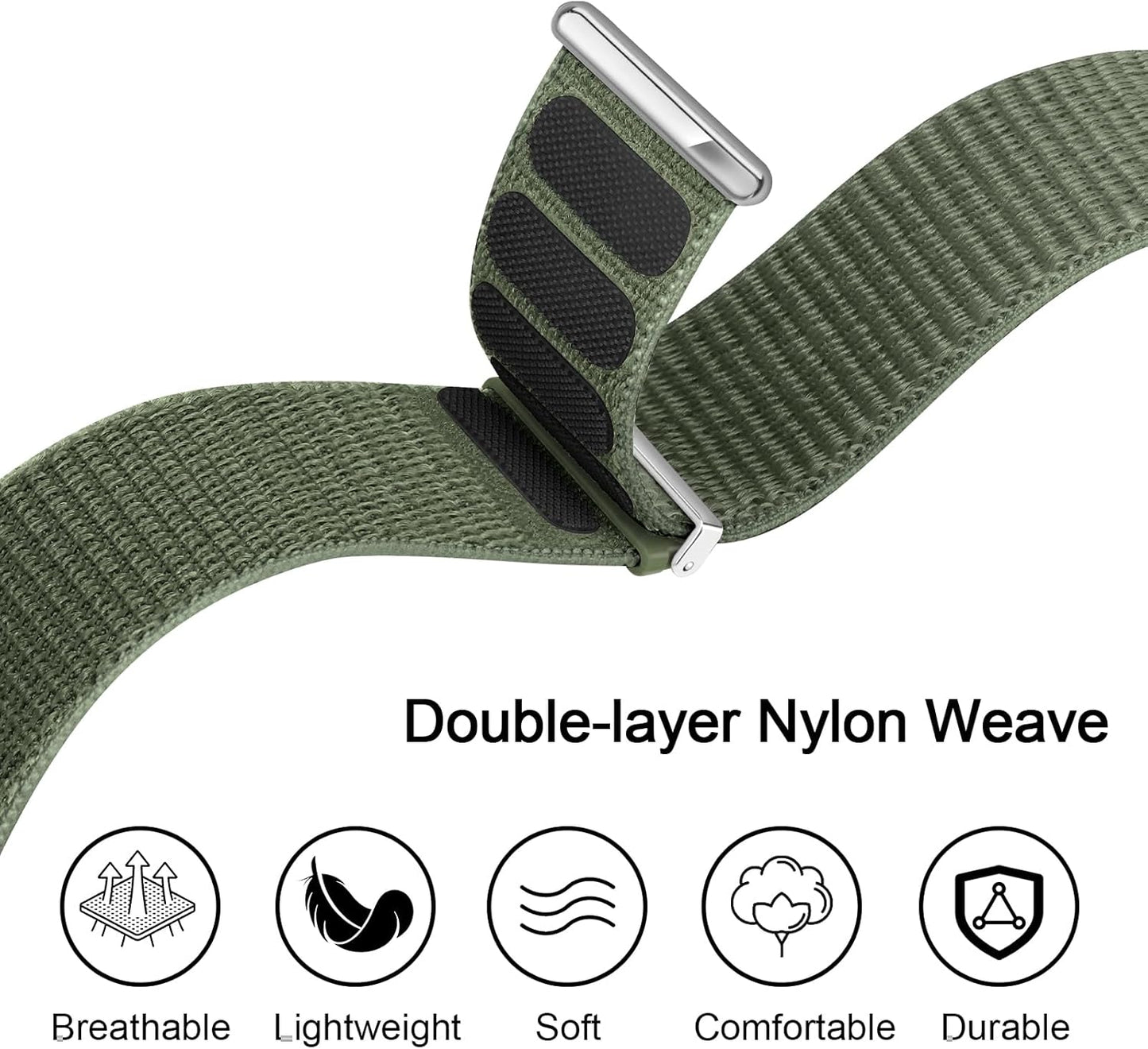 Nylon Band Compatible with Apple Watch Band 38Mm 40Mm 41Mm 42Mm 44Mm 45Mm 46Mm 49Mm for Women Men, Soft Braided Stretchy Solo Loop Sport Band for Iwatch Series 10/9/8/7/Se/Ultra Army Green S