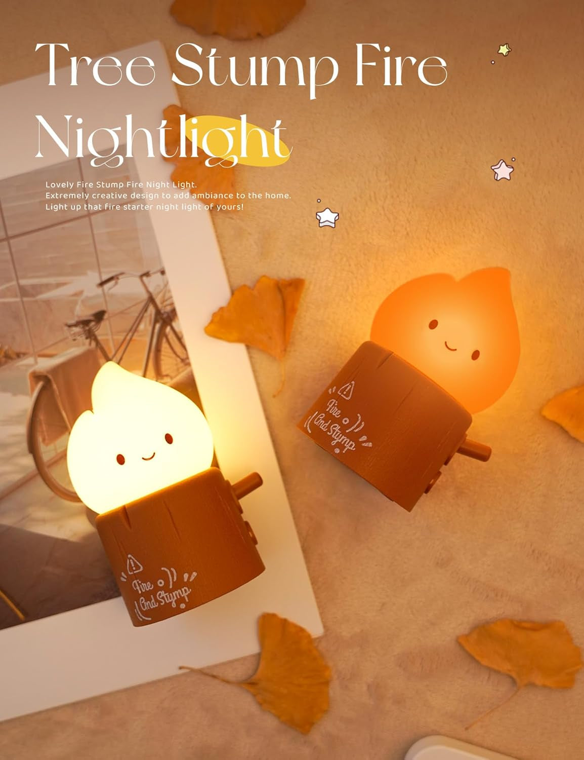 Flameless Candles Lamp, Cute Night Light,Torch Stump Light, LED Tea Lights Candles Rechargeable Night Light,Suitable for Kids Lamp Bedroom,Outdoor,Camp, Gift, Christmas,Halloween