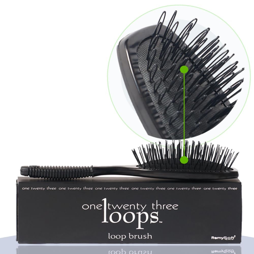 One Twenty Three Loops -  Professional Grade Loop Brush - Safely Detangles Hair Extensions, Weaves and Wigs - Snag Free Styling for Human and Synthetic Hair