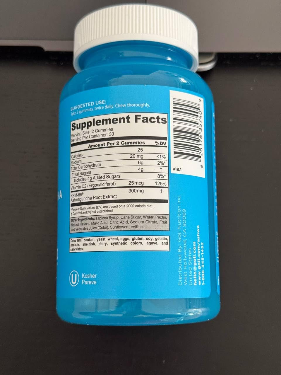 Ashwagandha & Vitamin D Gummy - 60 Count - Mixed Berry, KSM-66, Vegan, Plant Based, Non-Gmo, Gluten-Free & Gelatin Free Relax. Restore. Unwind, Pack of 1 TLBH