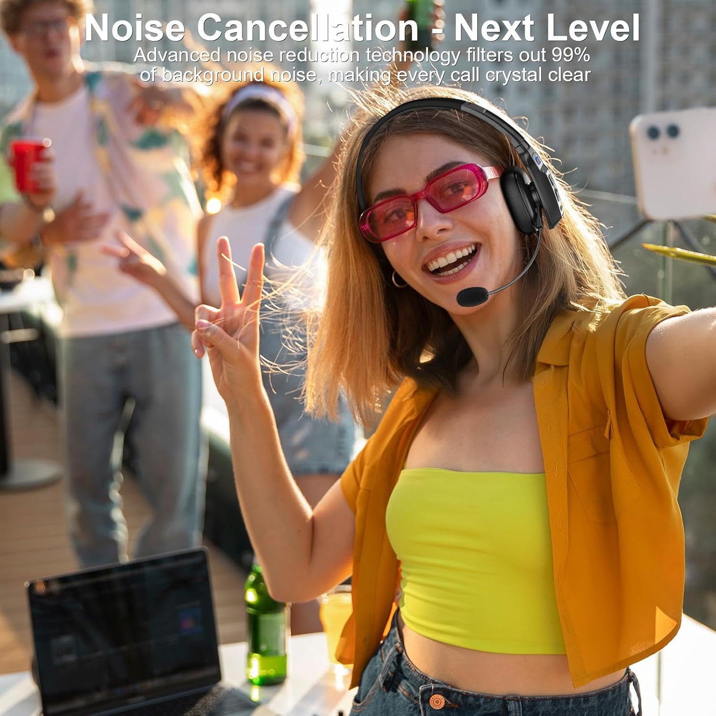 Bluetooth Headset, Trucker Bluetooth Headset with AI Noise Cancellation Microphone & Mute Button, Trucker Headset with 65 Hrs Working Time, Bluetooth 5.2 Multitasking for Truck Drivers/Phone TRUCK DRIVER