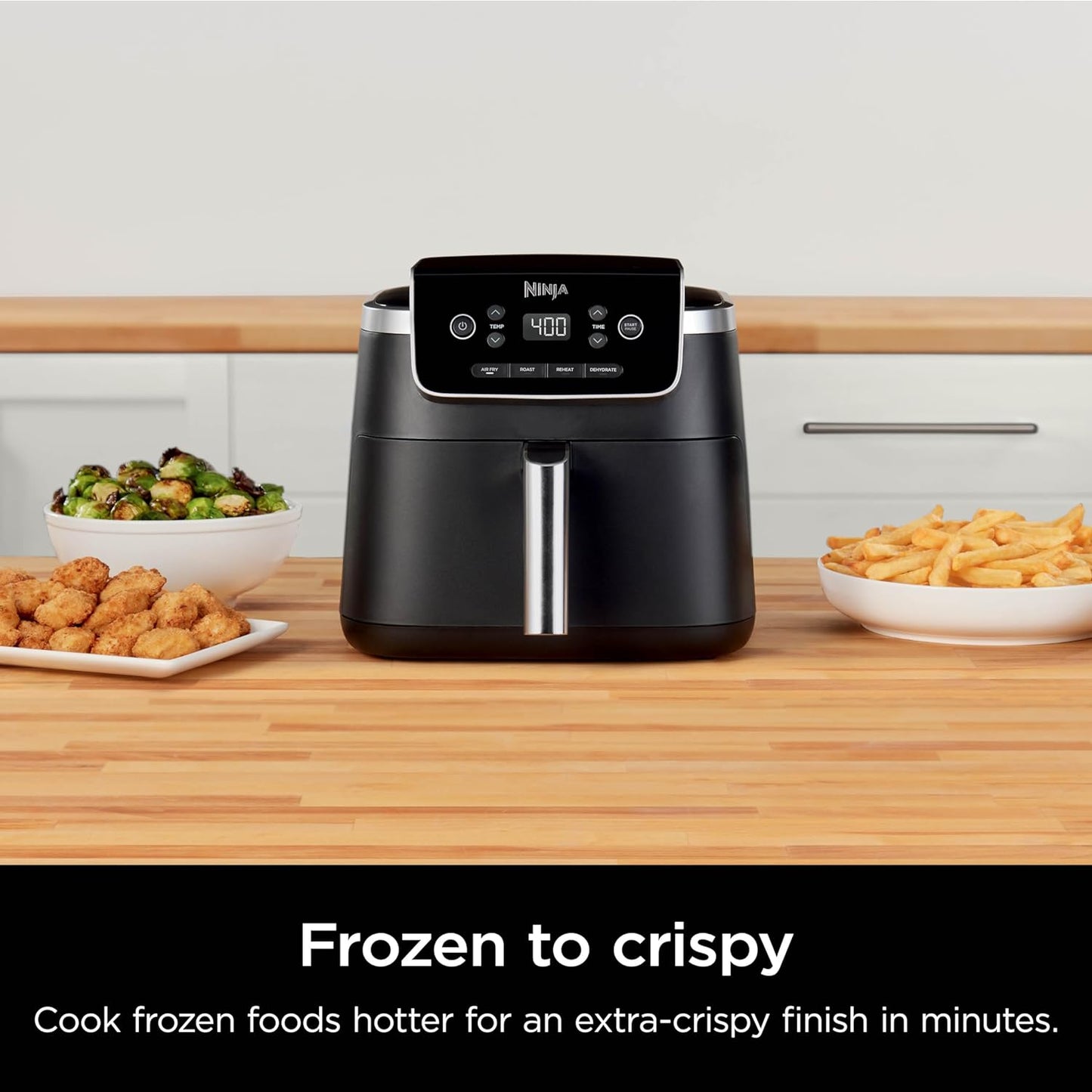 Air Fryer Pro 4-In-1 with 5 QT Capacity, Air Fry, Roast, Reheat, Dehydrate, Air Crisp Technology with 400F for Hot, 120 Volts, Nonstick Basket & Crisper Plate, Grey, AF141