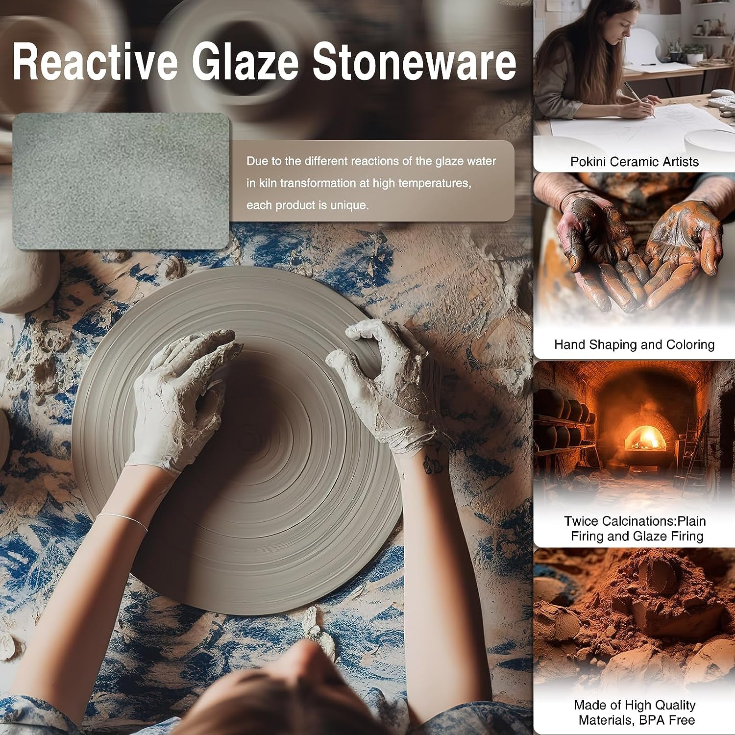 Gradient Green Stoneware Dinnerware Set, 12 Pcs Reactive Glaze Plates and Bowls Sets, Handmade round Dishes Set for 4, Highly Chip and Crack Resistant Modern Plate Set