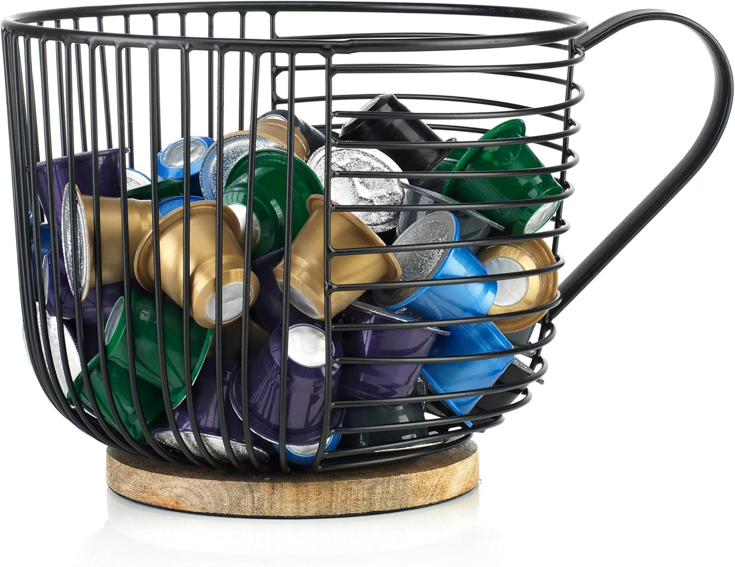 K Cup Holder Organizer, Sturdy Coffee Pod Holder Organizer, 35 Kcup Large Capacity Storage Basket for Kitchen Counter and Office Desktop (Circular Grid)