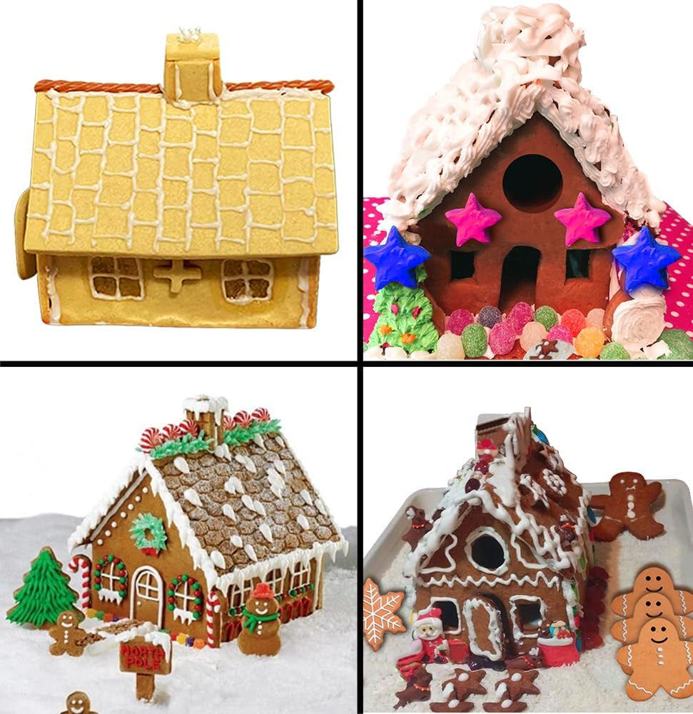 Gingerbread House Cookie Cutter Set - 3D House Cookie Cutters, Gingerbread House Kit for Holiday, Winter, Christmas & Gingerbread House Kit for Kids, Gift Package (10Pcs Christmas Cookie Cutters)