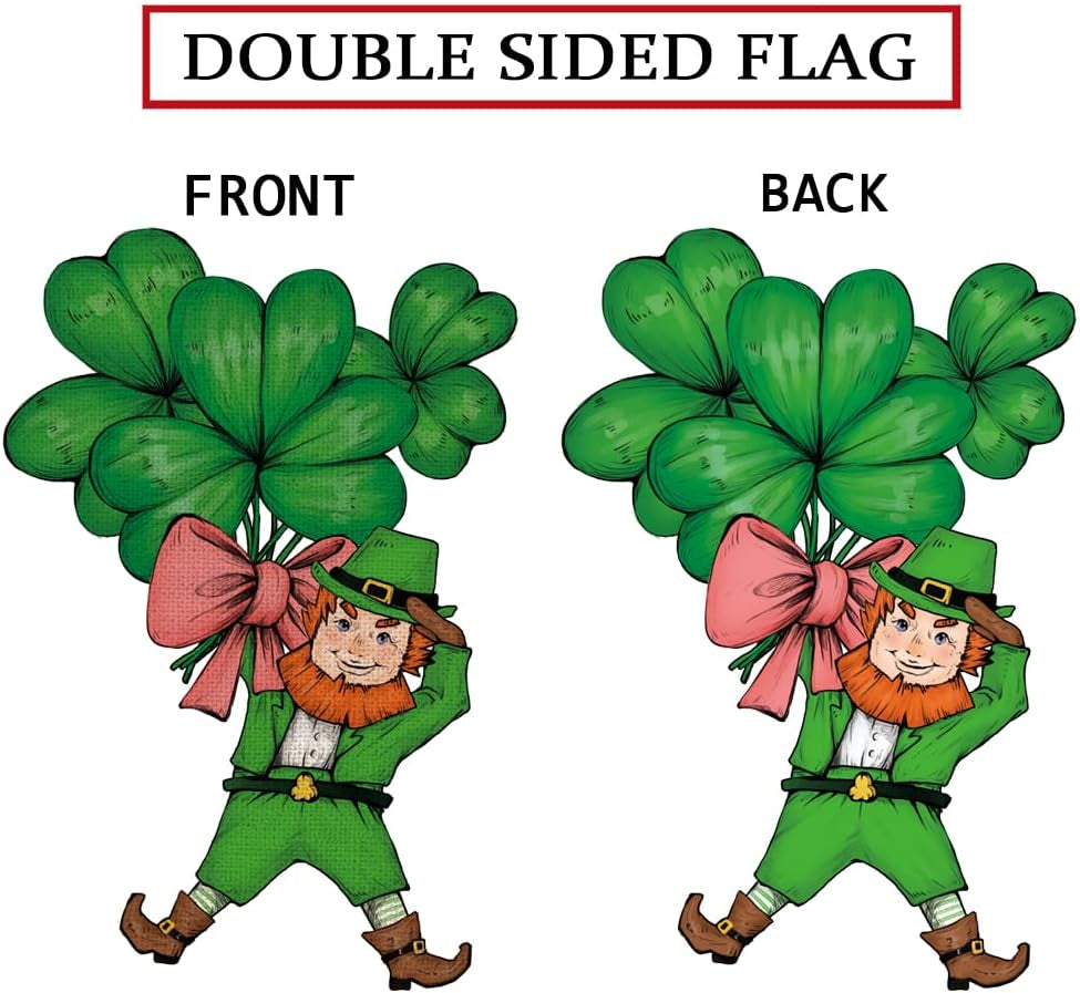 St Patricks Day Garden Flag Leprechauns Shamrocks Clovers Vertical Double Sided Holiday Yard Outdoor Decor 16 X 24 Inch