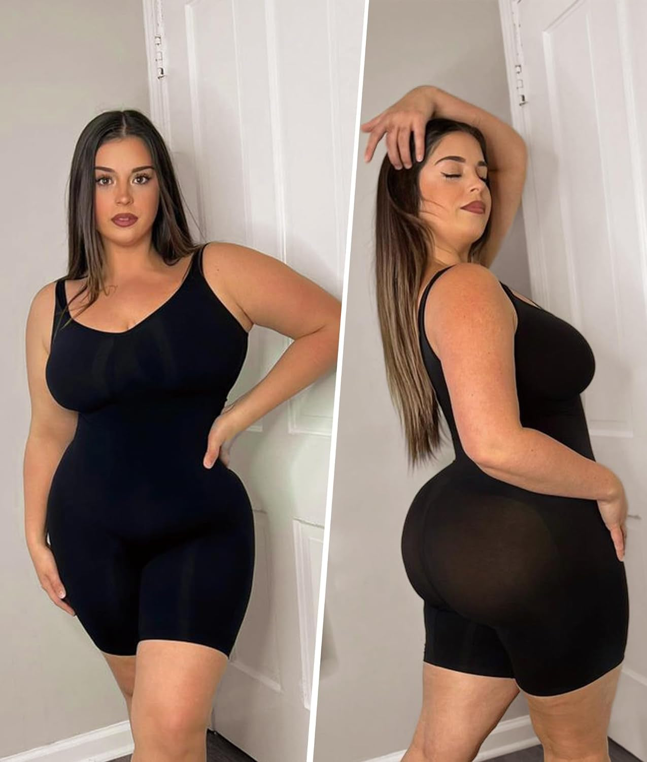 Women'S Shaping Mid-Thigh Bodysuit Tummy Control Shapewear Seamless Sculpting Body Shaper