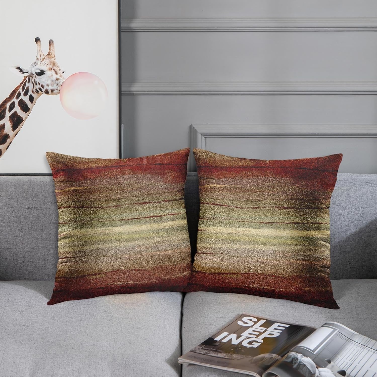 Set of 2 Throw Pillow Cover Western Tribal Geometric Brown Southwest Decorative Pillow Case Home Decor Square 18 X 18 Inch Pillowcase