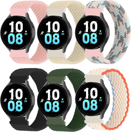 6 Pack Braided 20Mm Bands Compatible with Samsung Galaxy 5 Pro 4 Classic Active 2 46Mm 45Mm 44Mm 42Mm 40Mm Watch