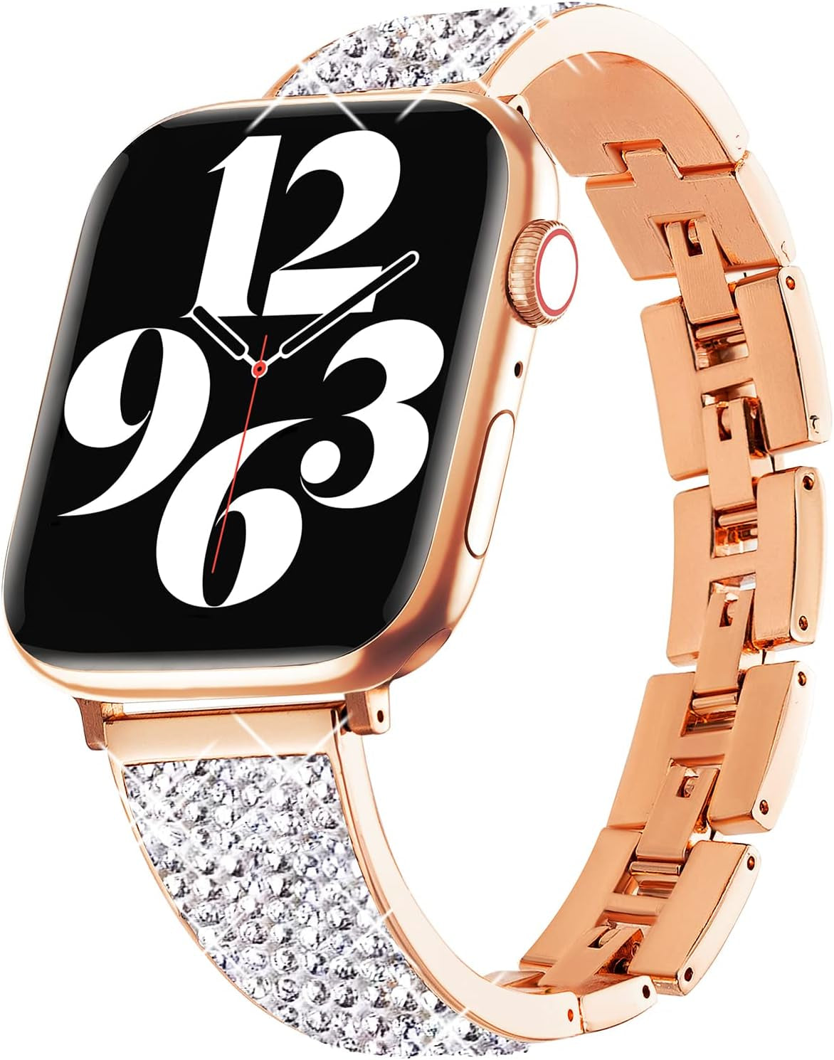 Stainless Steel Metal Band Compatible with Apple Watch Band 38Mm 40Mm 41Mm 42Mm 44Mm 45Mm Diamond Rhinestone Women Bling Bracelet for Iwatch Series 8/7/6/5/4/3/2/1 Ultra SE