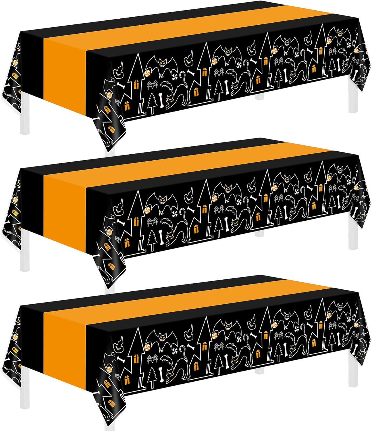 Plastic Tablecloths for Rectangle Tables 3 Pack 54" X 108" Party Table Cloths Disposable for 6 to 8 Foot Tables Indoor or Outdoor Parties Birthdays Weddings Christmas Anniversary Buffet Table