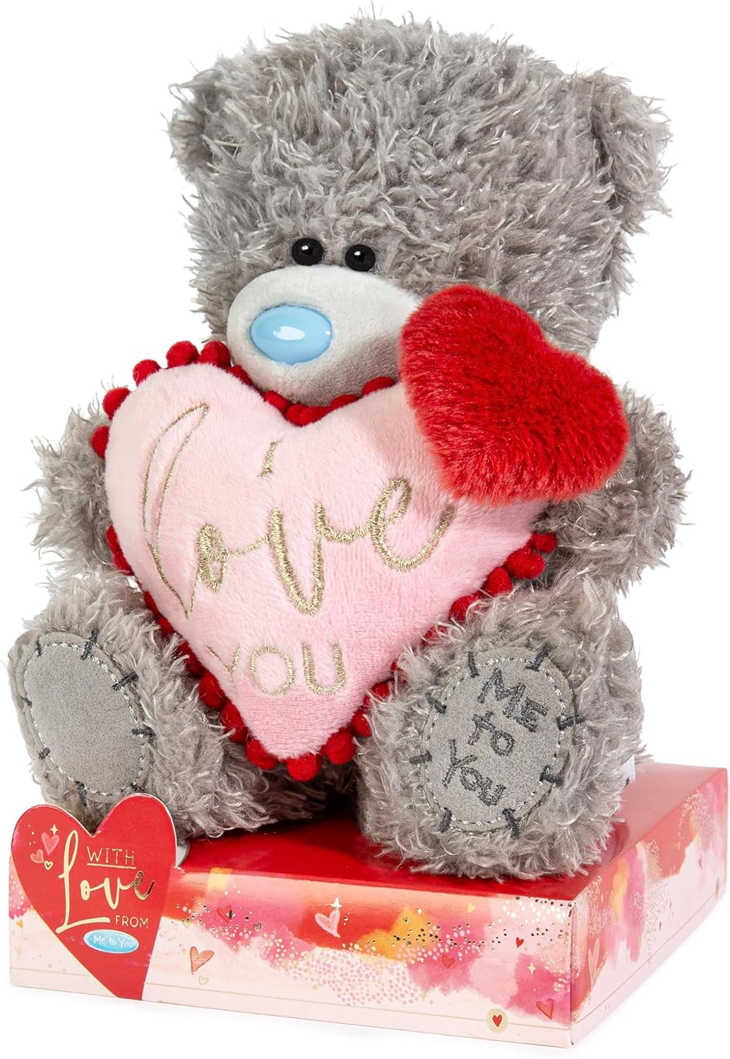Me to You Tatty Teddy 'Love You' 15Cm Bear with Pom-Pom Heart - Official Valentine'S Day Collection, Grey UK