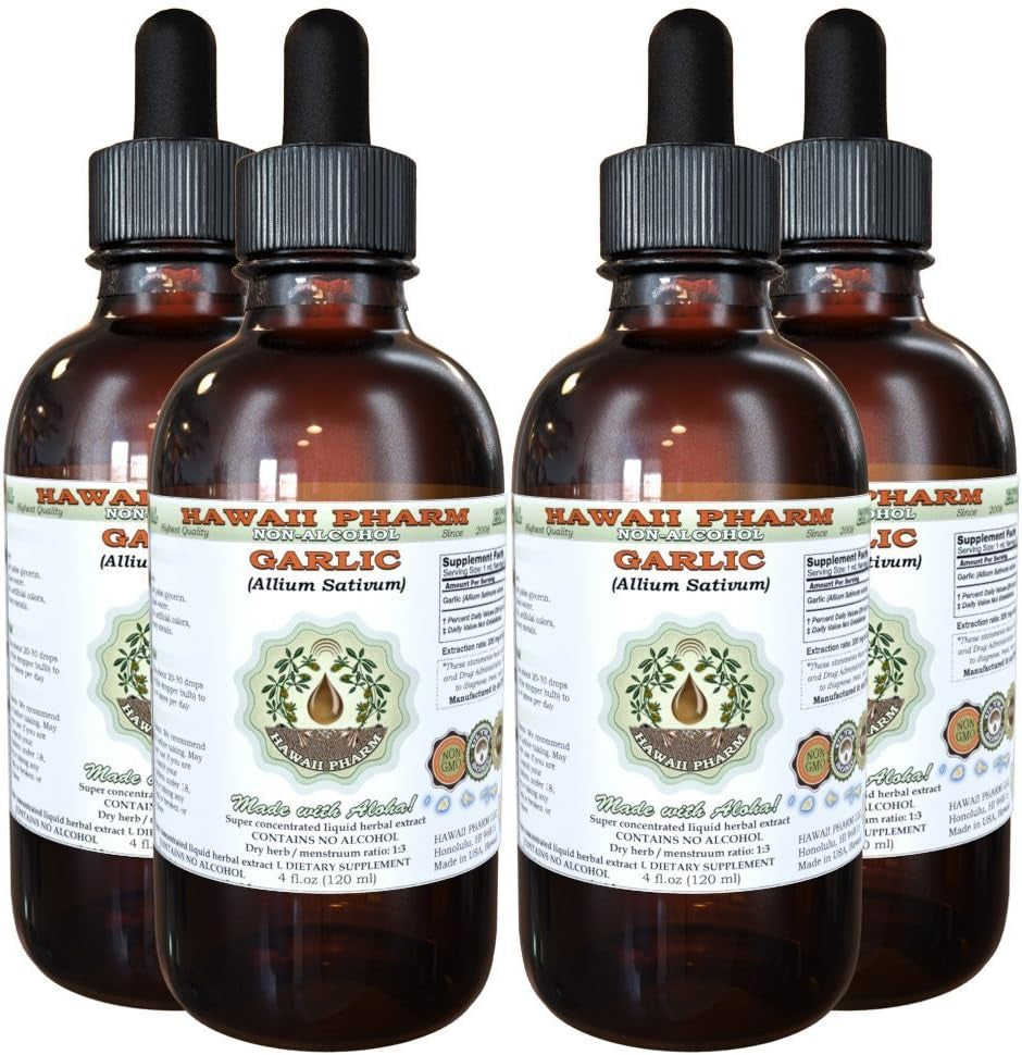 Garlic Alcohol-Free Liquid Extract, Organic Garlic (Allium Sativum) Dried Powder Glycerite  Natural Herbal Supplement 2 Oz TLBH