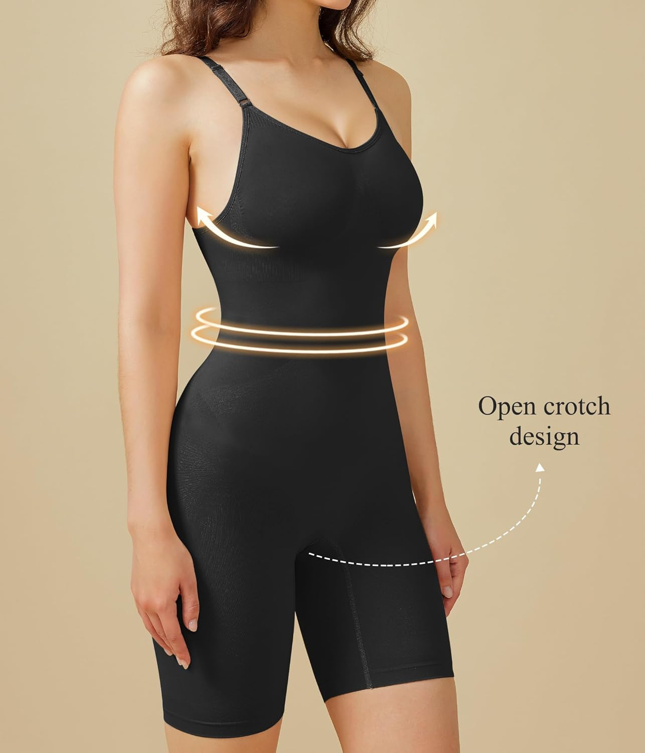 Waist Trainer Bodysuit for Women Tummy Control Shapewear round Neck Seamless Butt Lifter Full Body Shaper