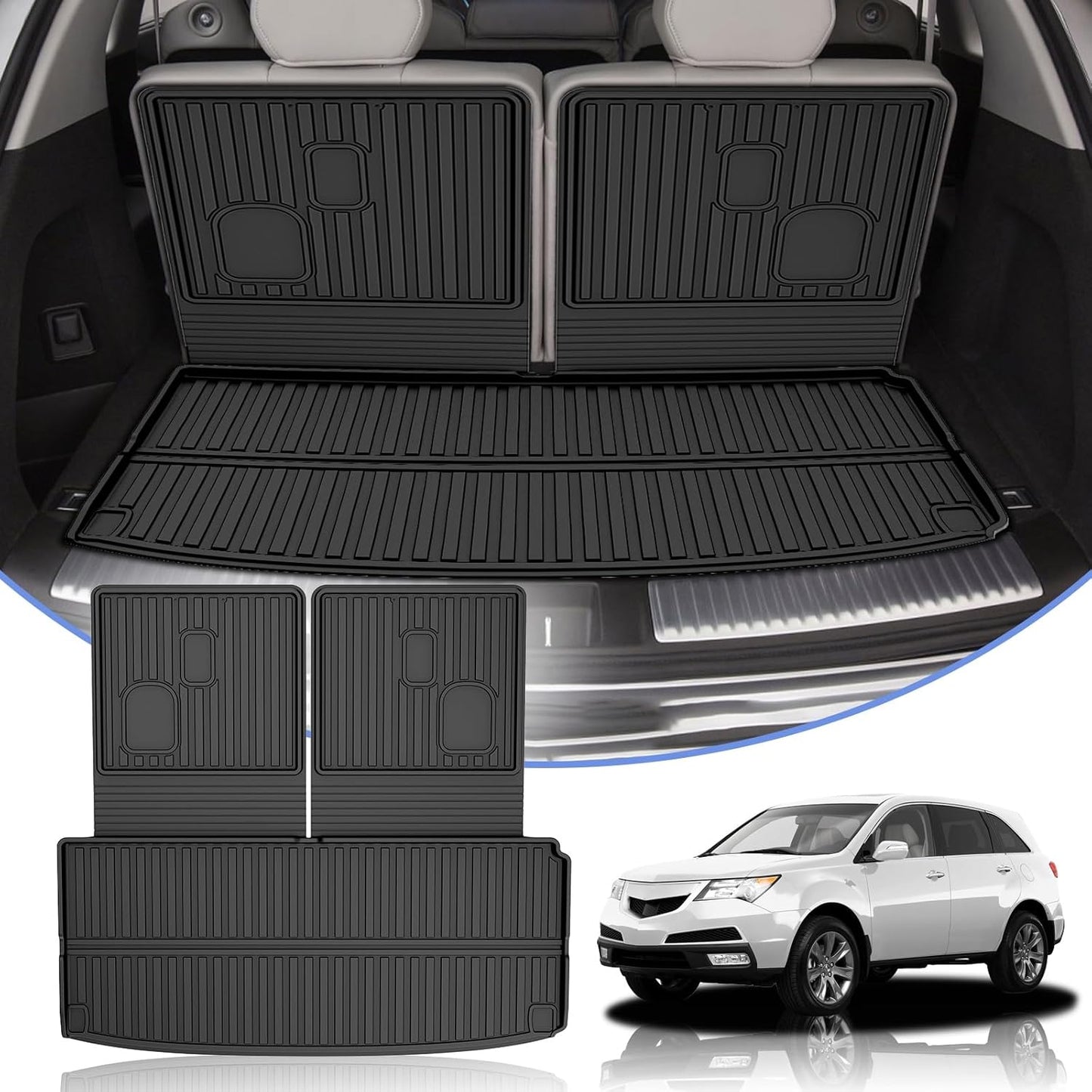 2025 Q7 Floor Mats: All Weather Floor Mats Custom Fit for 2017-2025 Audi Q7/Q8 1St and 2Nd Row All Weather TPE Floor Liner