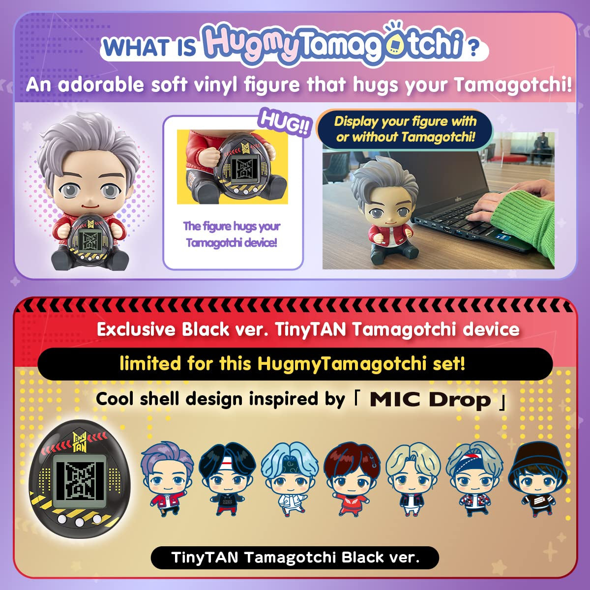 Tamagotchi Nano X Tinytan - V Ver., Hugmy Tamagotchi Vinyl Figure and Tamagotchi Nano​ Electronic Pet ZOUSA