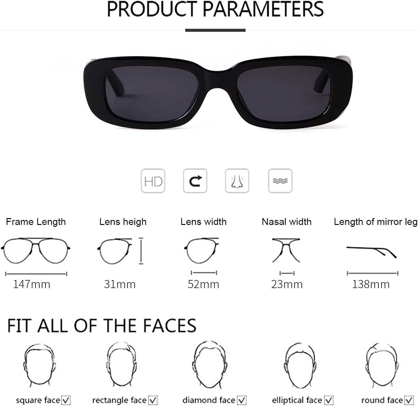 Rectangle Sunglasses for Women Men Retro 90S Sunglasses Womens Trendy Rectangular Sun Glasses Y2K Unisex Stylish 2025