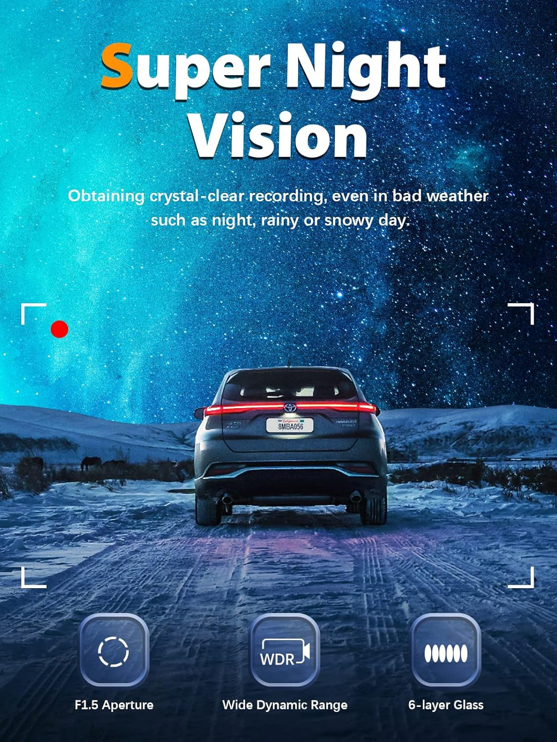 Dash Cam Front and Rear 4K+1080P, Free 64GB Card, Built-In Wifi, Dash Camera for Cars, Car Camera, Dual Dashcams for Cars with Night Vision, 24 Hours Parking Monitor, Loop Recording