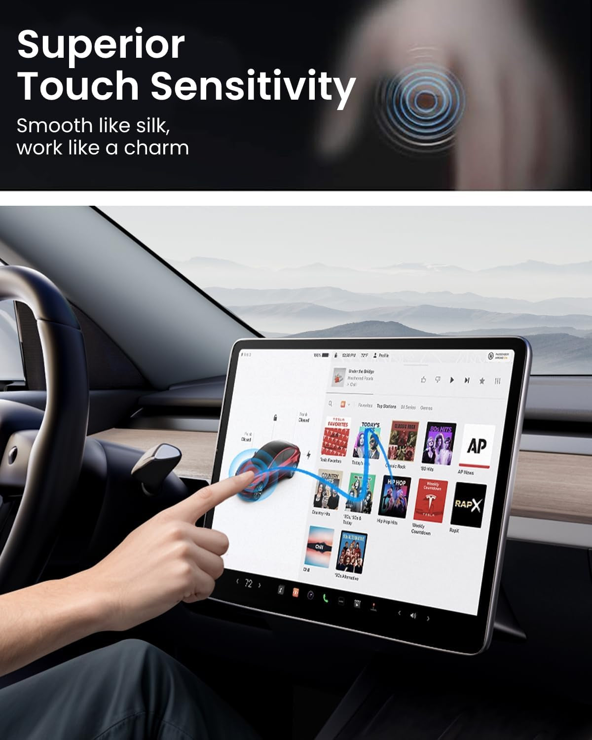 Tempered Glass Screen Protector for Tesla Model Y [Anti-Glare, Anti-Fingerprint] Designed for Model Y (2025-2020) Dashboard Touchscreen, Auto Alignment Kit Accessories, Matte