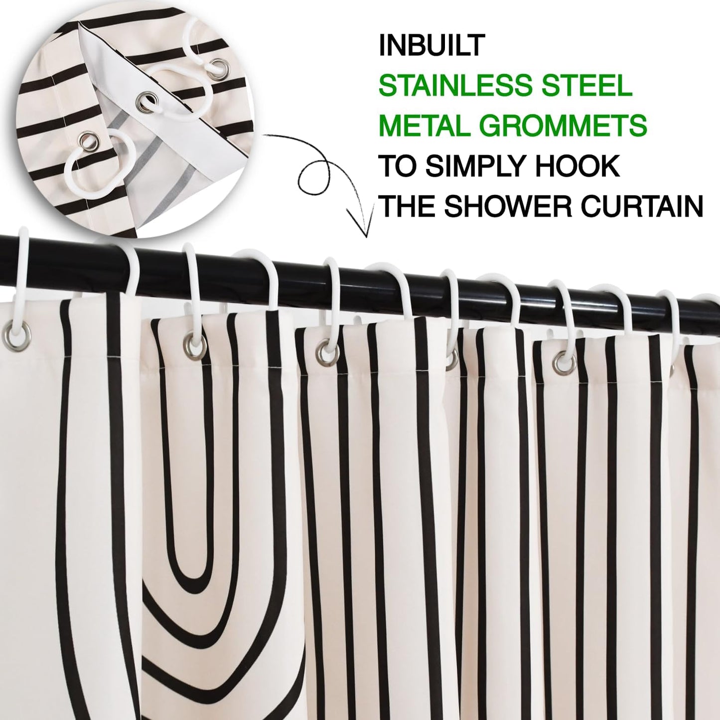 Boho Mid Century Shower Curtain, Minimalist Abstract Arch Simple Sun Modern Machine Washable Waterproof Fabric for Bathroom Decor Bathtub with 12 Hooks 72X72