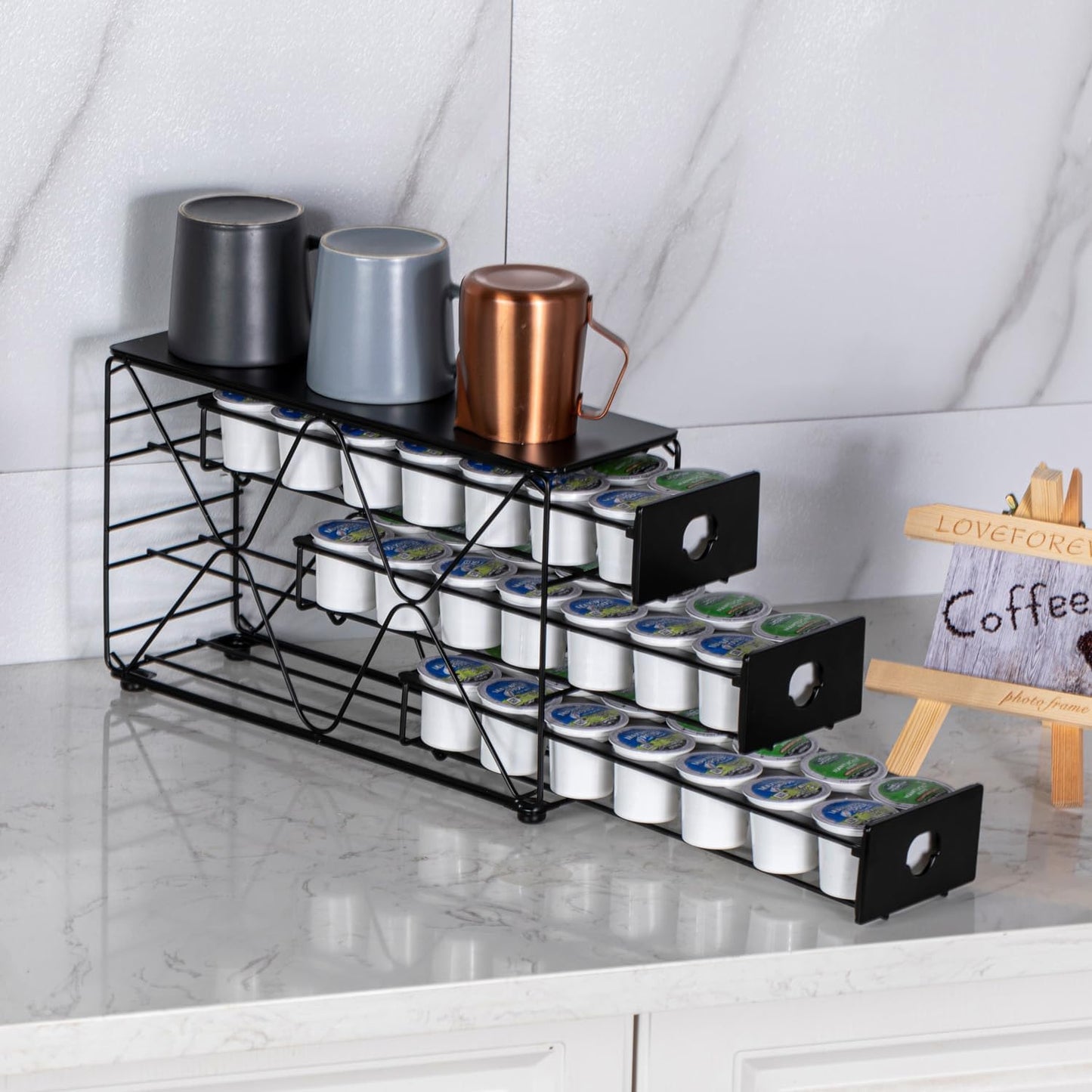 K Cup Holder 3 Tier Coffee Pod Holder for K Cup Organizer save Space Countertop Kitchen (42 Pods Capacity)