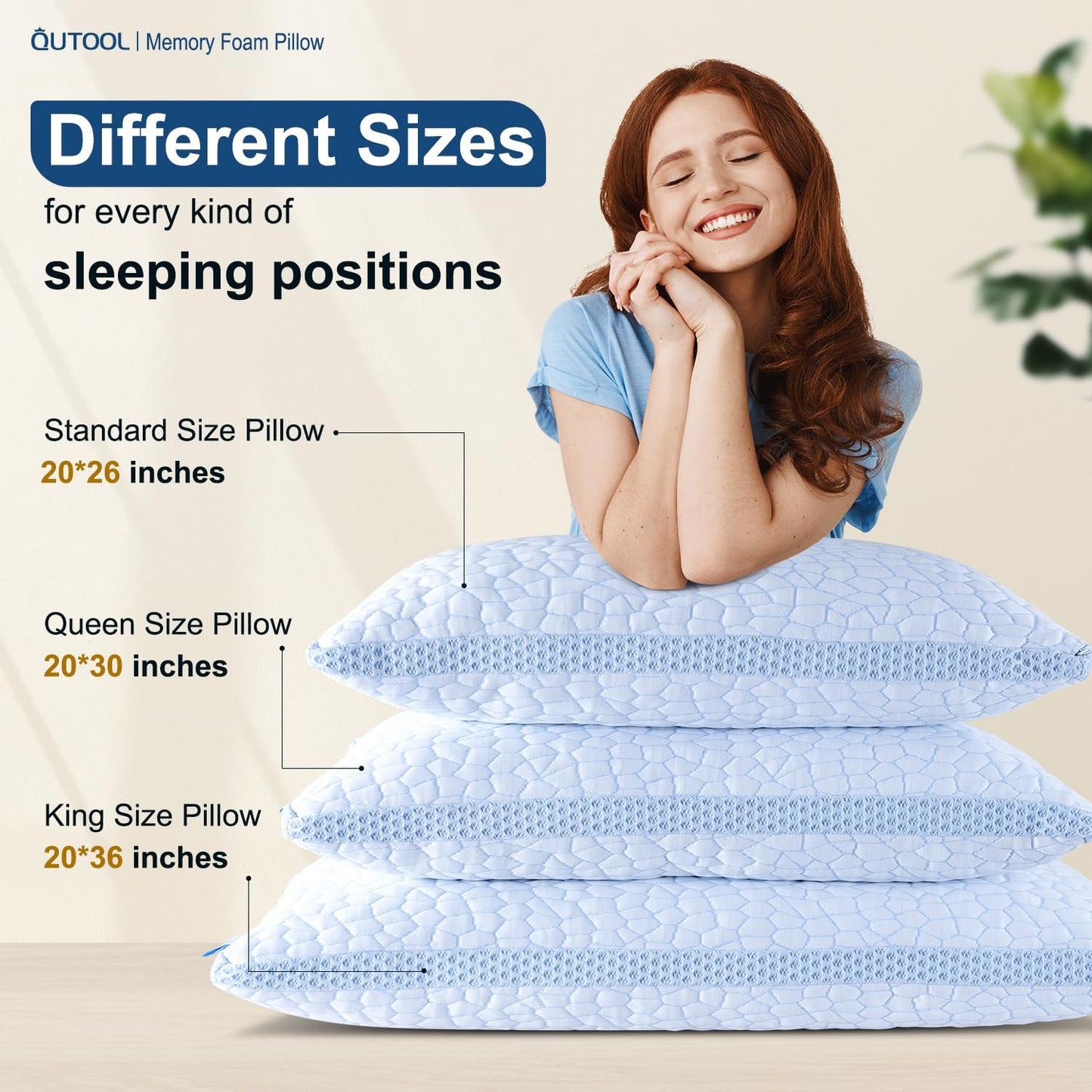 Enhanced Cooling Pillows for Sleeping, Shredded Memory Foam Pillows 2 Pack, Bed Pillows King Size Set of 2, Support yet Soft Pillow for Side, Back Sleepers