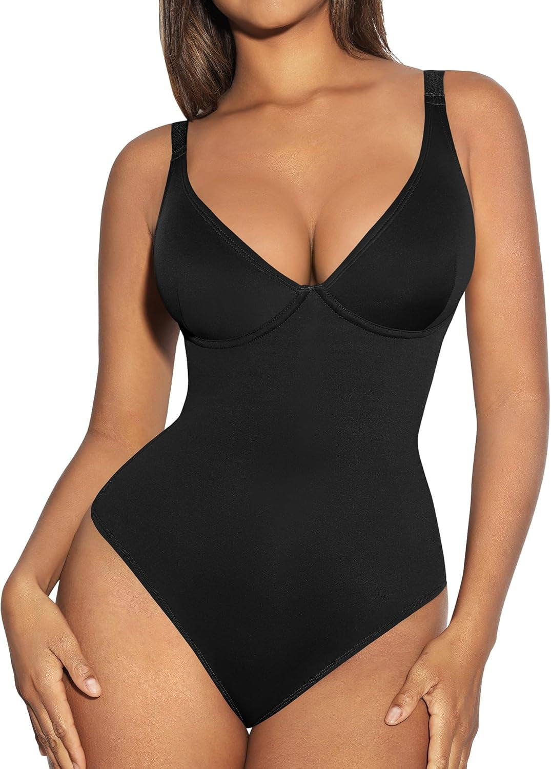 Shapewear Bodysuits for Women Tummy Control Body Suits Deep V Neck Thong Body Shaper