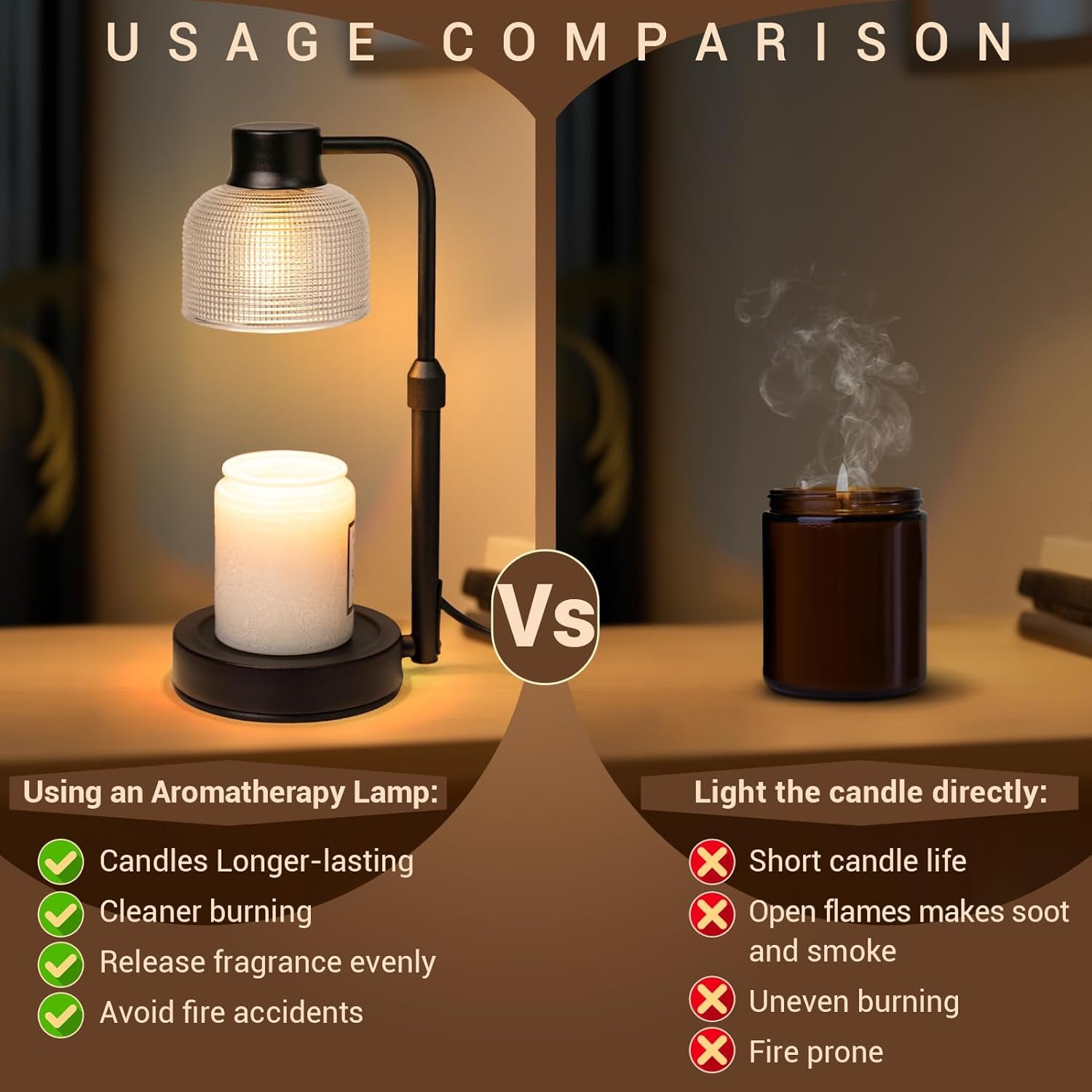 Candle Warmer Lamp with Timer: Adjustable Height Dimmable Candle Warmer 24-Hour Cycle Timer for Mom Home Decor House Warming Gifts New Home