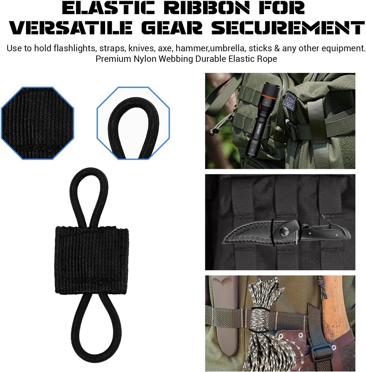 Double Pistol Mag Pouch with Quick Release, 9Mm Nylon Magazine Holder, Includes 4 Molle Elastic Bands, Premium Battle Belt Accessories