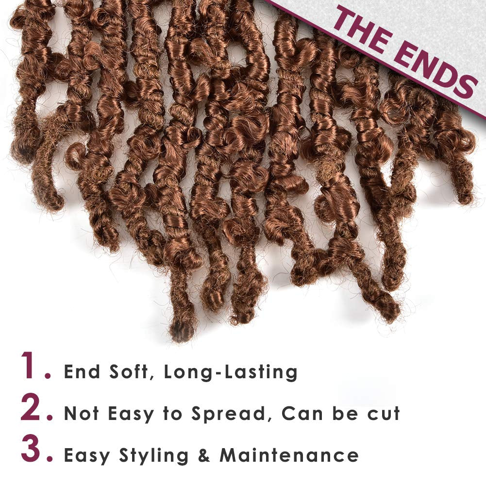 6 Packs Butterfly Locs Crochet Hair 12 Inch Pre Looped Distressed Locs Crochet Braids (30#)