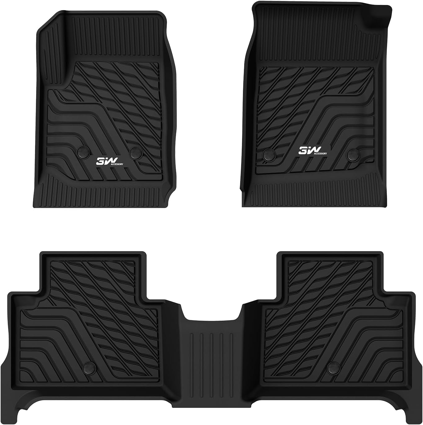 Floor Mats Fit for 2019-2024 2025 Chevy Silverado/Gmc Sierra Denali 1500 & 2020-2024 2025 GMC Sierra 2500/3500 HD Crew Cab TPE All Weather Floor Liner, Fit for 2Nd Row with Factory Carpeted Storage