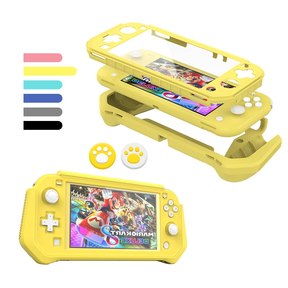 Switch Lite Case Protective Case for Nintendo Switch Lite, Case Compatible with Nintendo Switch Lite Hand Grip Case with Detachable Tpu+Built-In PC Screen Protector & 2 X Thumb Grip Caps (Navy Blue)