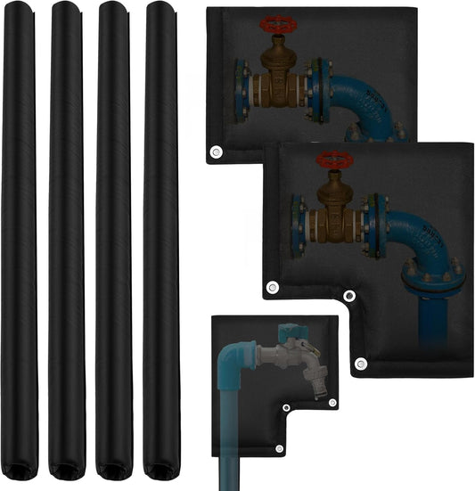 6 Pack Adjustable Pipe Insulation Covers Faucet Covers Kit for outside Freeze Pipe Insulation Tube outside Water Spickets Covers for Winter 3/4 Inches Pipes Freeze Protection(Elbow Shape)