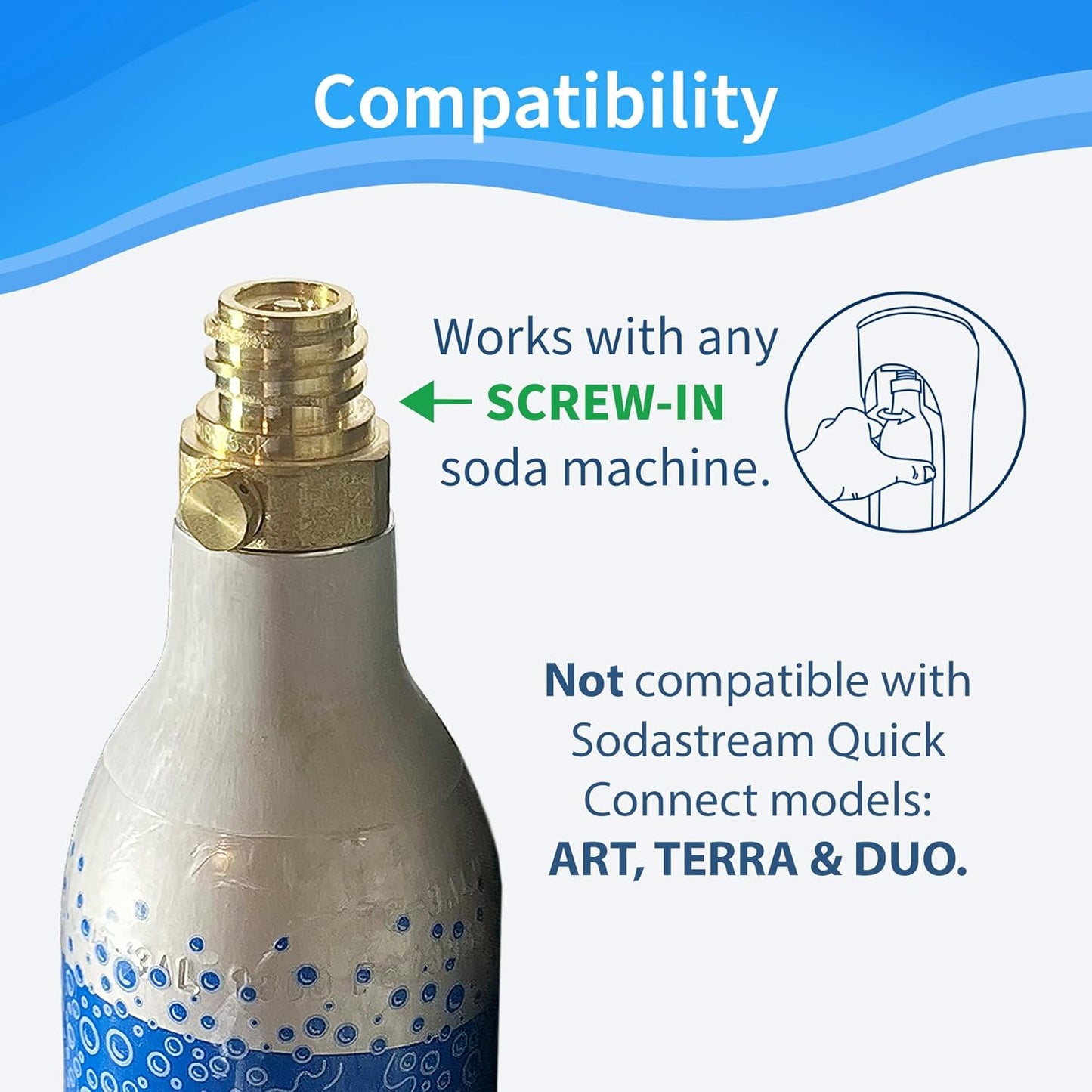 60L Threaded CO2 2 Pack Canister Refill, Compatible W/All Threaded 'Screw-In' Soda Makers Including Sodastream [Excludes ART, TERRA & DUO]