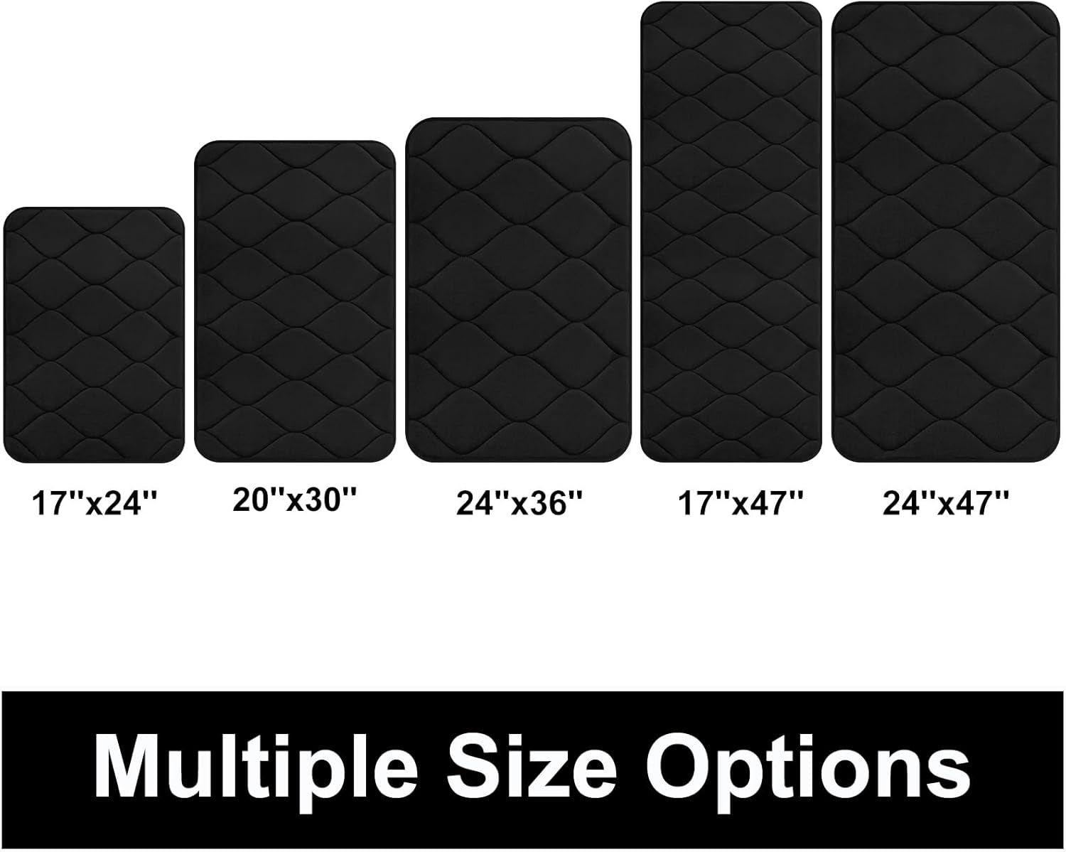 Memory Foam Bathroom Rugs, Ultra Soft & Non-Slip Bath Mat, Water Absorbent and Machine Washable Bath Carpet Rug for Shower Bathroom Floor Rugs, 30''X20'', Black