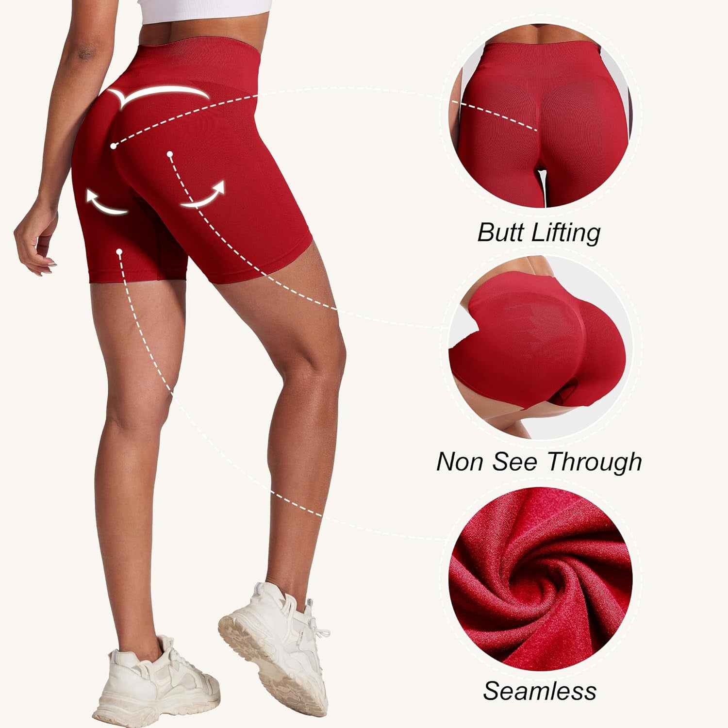 Biker Shorts Women - 8"/5"/3" High Waisted Tummy Control Workout Gym Spandex Booty Yoga Volleyball Shorts