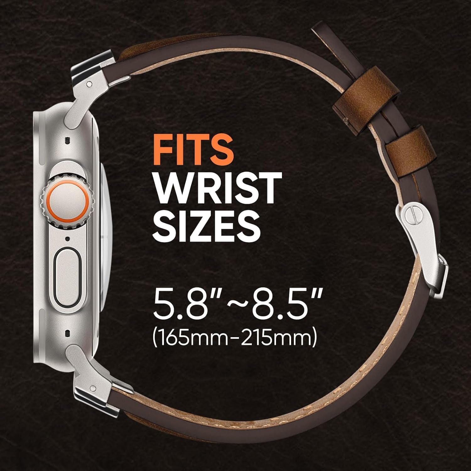 Leather Bands Compatible for Apple Watch Ultra Band 49Mm 46Mm 45Mm 44Mm 42Mm, Genuine Leather Rugged Durable Matel Connector Replacement Strap for Women Men Iwatch Ultra 10 9 8 7 6 5 4 3 SE