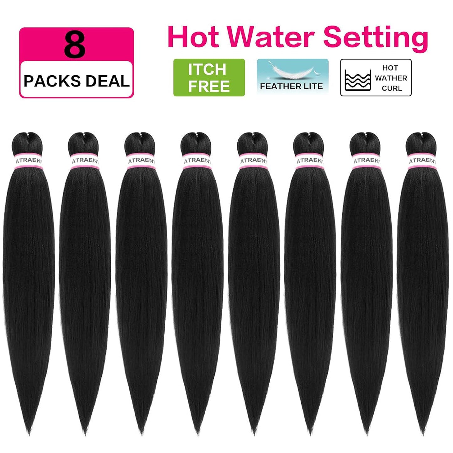 Pre Stretched Braiding Hair 18 Inch 8 Packs Prestretched Braiding Hair Professional Synthetic Braids Hair Extension Itch Free Hot Water Setting Yaki Texture