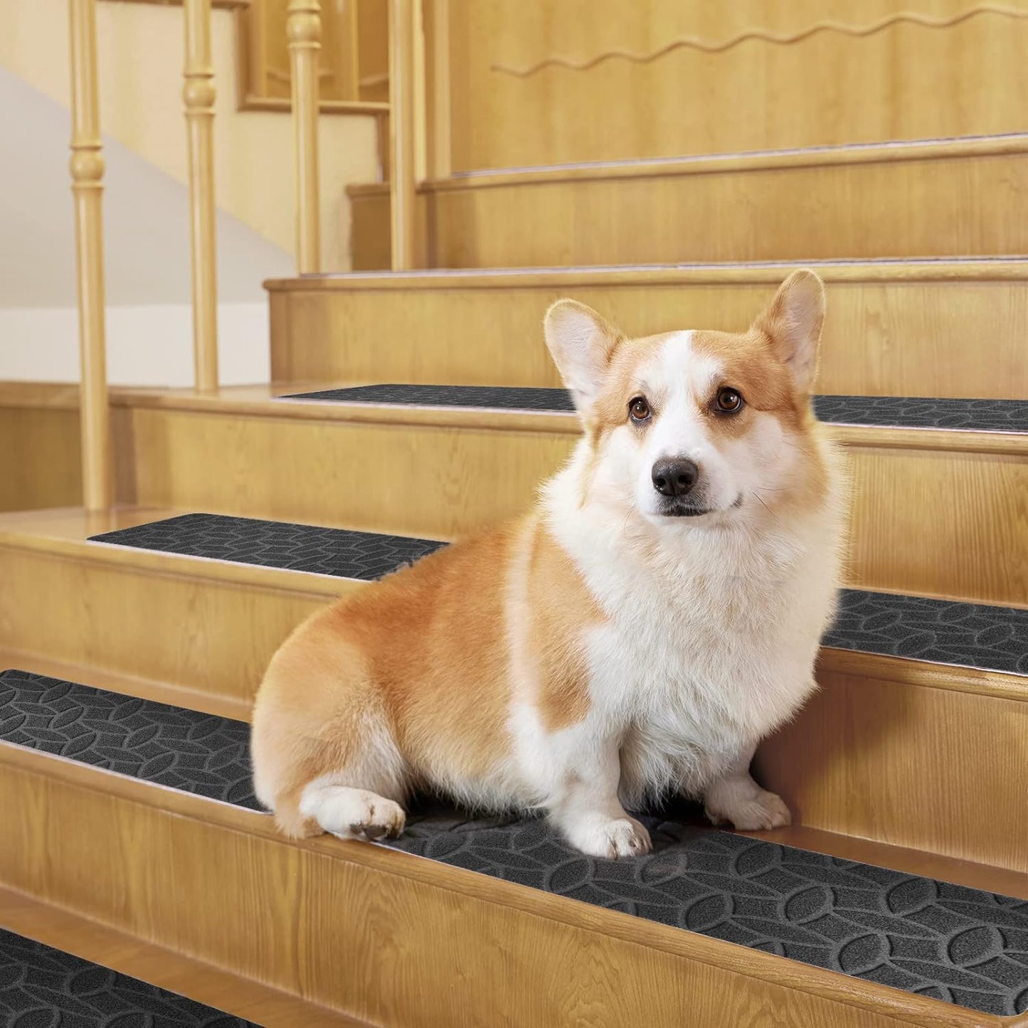 Stair Treads Non-Slip for Wooden Steps 8''X30 15Pcs in Pack Carpet Step Mats Indoor for Kids Elders Pets, Reusable Safety Staircase for Wooden Steps, Grey