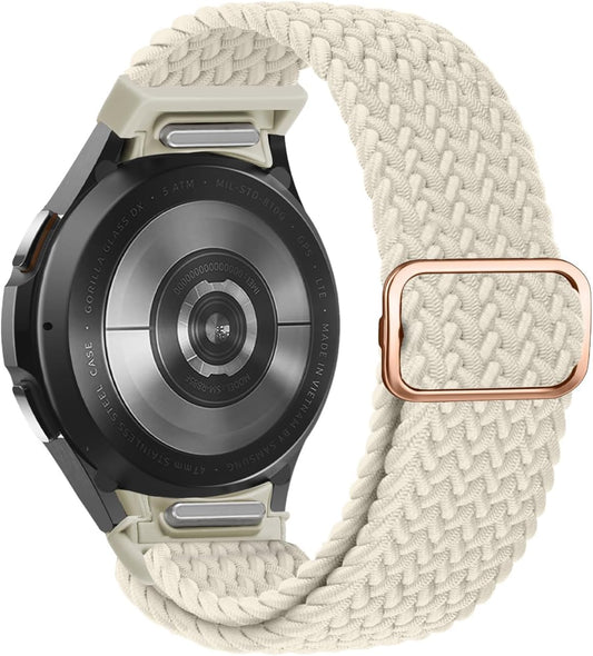 One Click No Gap Braided Bands Compatible with Samsung Galaxy Watch 7 6 4 5 FE Band 40Mm 44Mm/Galaxy Watch 6 4 Classic 47Mm 43Mm 42Mm 46Mm/Watch 5 Pro 45Mm, 20Mm Elastic Nylon Sport Straps Men Women