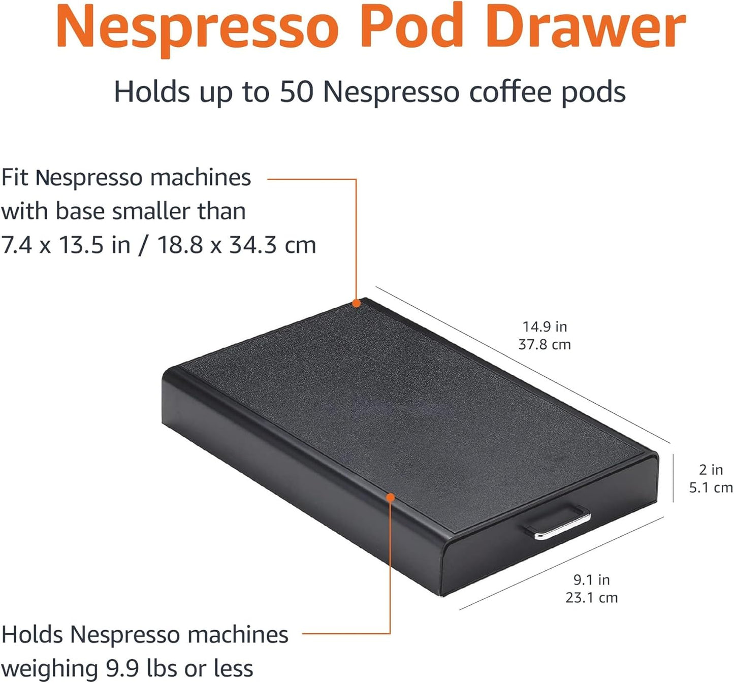 Nespresso Originalline Coffee Pod with 1 Storage Drawer Holder, 50 Capsule Capacity, Black