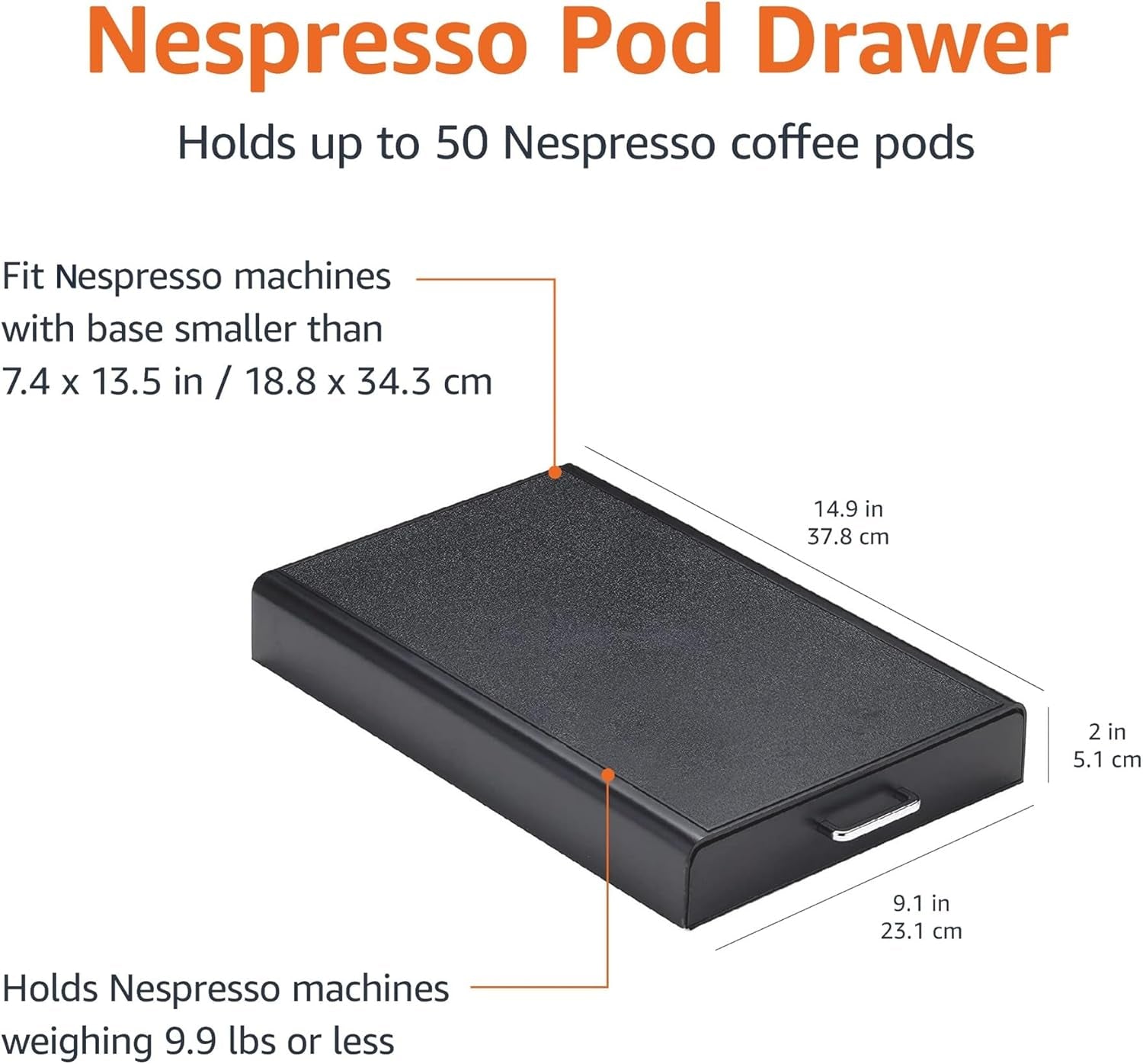 Nespresso Originalline Coffee Pod with 1 Storage Drawer Holder, 50 Capsule Capacity, Black