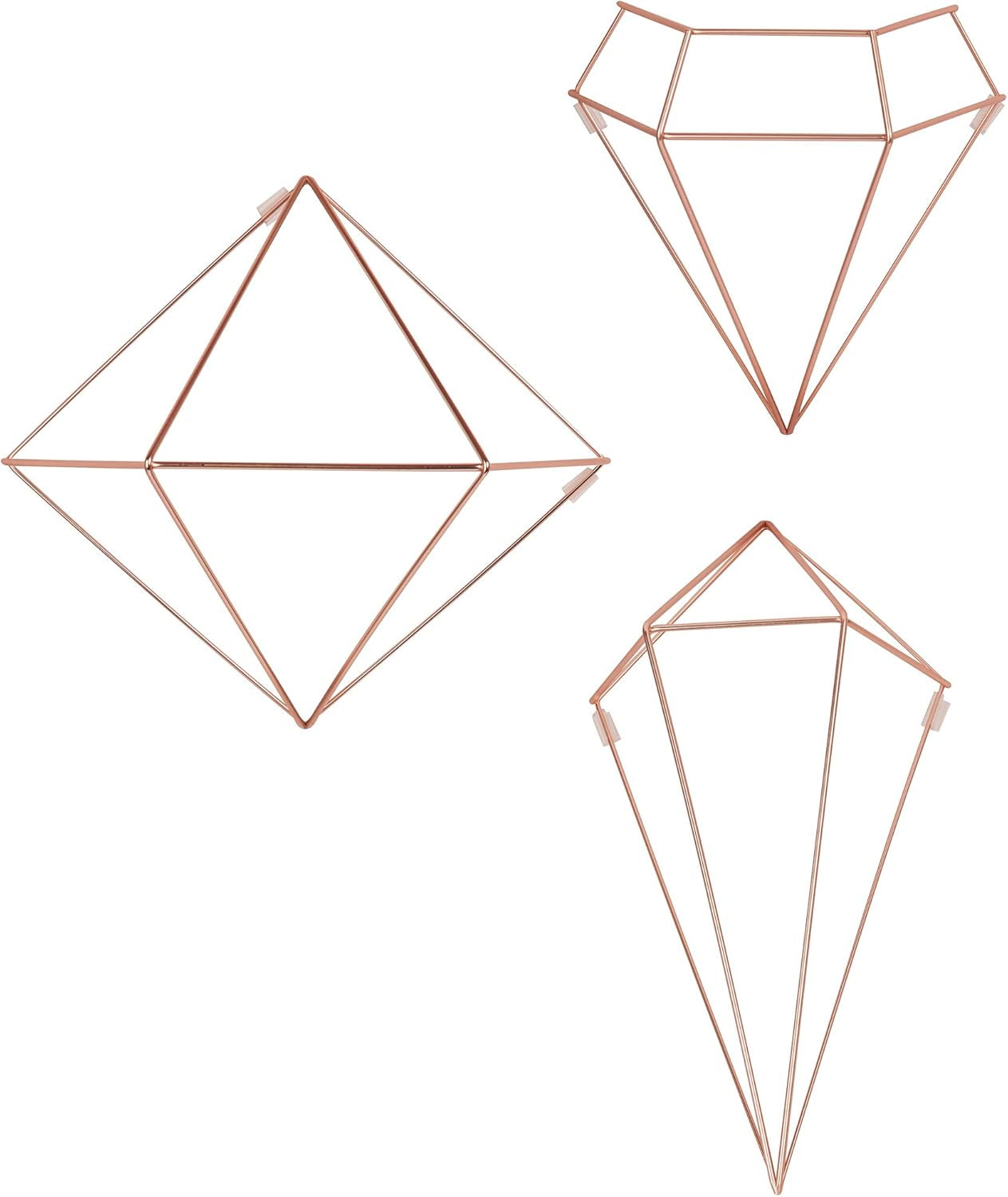 Prisma Geometric Sculptures, Decorate Your Wall with Modern Metallic Wire Shapes, Table Top, Ceiling Décor, Set of 6, Copper for Kitchen