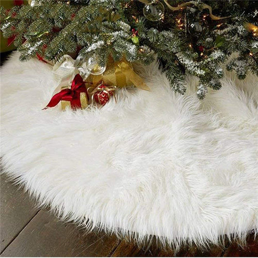 48 Inch Christmas Tree Plush Skirt Decoration for Merry Christmas Party Faux Fur Christmas Tree Skirt Decorations