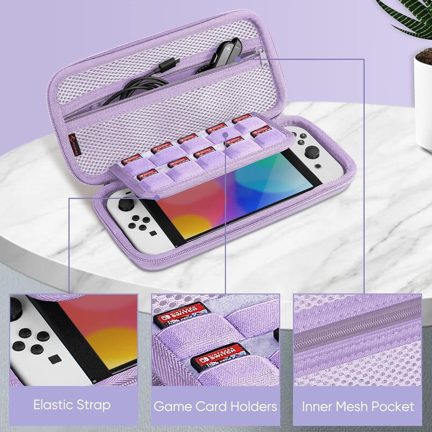 Carrying Case for Nintendo Switch OLED Model 2021/Switch 2017, [Shockproof] Hard Shell Protective Cover Travel Bag W/10 Game Card Slots for Switch Console Joy-Con & Accessories